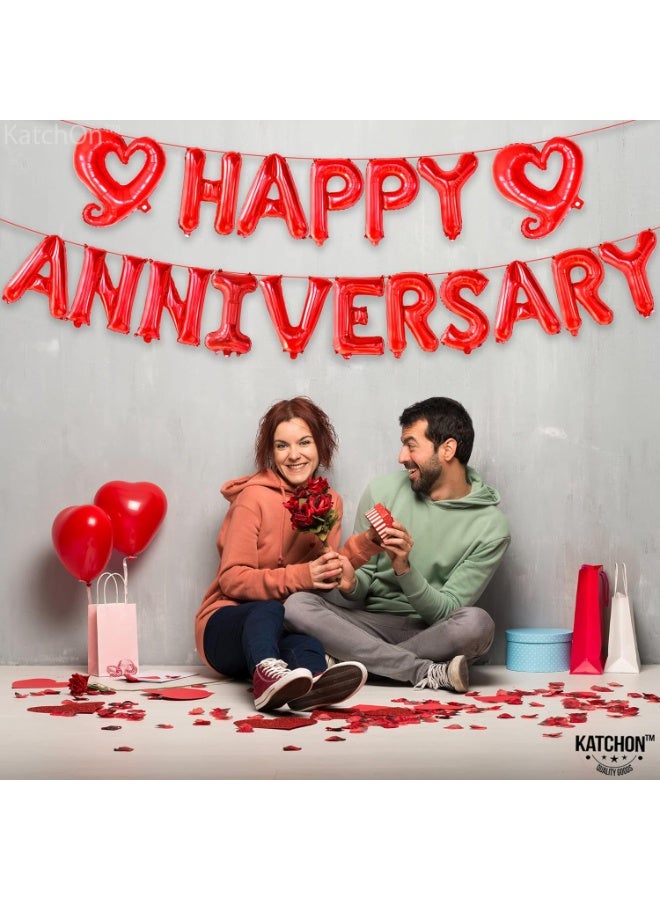 KatchOn 18 Inch Happy Anniversary Balloons Letters - Big Red Banner for Decorations | Heart Balloons for Party - Image 5